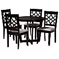 Baxton Studio Tricia Dining Set, 29-15/16”H x 35-7/16”W x 35-7/16”D, Gray/Dark Brown