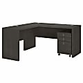 Bush Business Furniture Echo 60"W L-Shaped Corner Desk With Mobile File Cabinet, Charcoal Maple, Standard Delivery