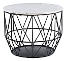 Powell Ancken Metal Wire Side Table With Marble Top, 18"H x 24"W x 24"D, Silver