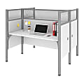 Bestar Pro-Biz 63"W Computer Desk Office Cubicles With High Privacy Panels, White 1 thumbnail image