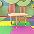 Flash Furniture 33"W Round Plastic Height-Adjustable Activity Table, Natural 1 thumbnail image