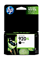 HP 920XL High-Yield Black Ink Cartridge, CD975AN