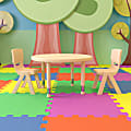 Flash Furniture Round Plastic Height-Adjustable Activity Table With 2 Chairs, 23-3/4" x 33", Natural 1 thumbnail image