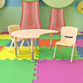 Flash Furniture Crescent Plastic Height-Adjustable Activity Table Set With 2 Chairs, Natural 1 thumbnail image
