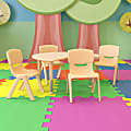Flash Furniture Crescent Plastic Height-Adjustable Activity Table Set With 4 Chairs, Natural