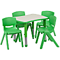 Flash Furniture Rectangular Plastic Height-Adjustable Activity Table With 4 Chairs, 23-1/2"H x 21-7/8"W x 26-5/8"D, Green/Gray 1 thumbnail image