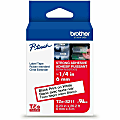 Brother P-Touch TzeS211, Strong Adhesive Laminated, ~1/4in x 26.2ft (6mm x 8m), Black on White Label Tape 1 thumbnail image