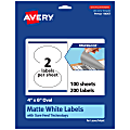 Avery® Print-To-The-Edge TrueBlock® Labels With Sure Feed®, 94057-TWMP100, Oval, 4" x 6", Matte White, Pack Of 200 1 thumbnail image