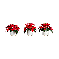 Nearly Natural 8”H Artificial Poinsettia Arrangements With Ceramic Pots, 8”H x 9”W x 9”D, White/Red, Set Of 3 Arrangements 1 thumbnail image