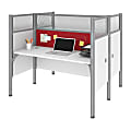 Bestar Pro-Biz 63"W Computer Desk Office Cubicles With Tack Boards And High Privacy Panels, Red/White