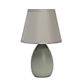 Simple Designs Mini Egg Oval Ceramic Table Lamp, 9-7/16"H, Gray Shade/Gray Base