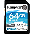Kingston Canvas Go! Plus SDG3 64 GB Class 10/UHS-I (U3) SDXC - 170 MB/s Read - 70 MB/s Write