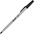 Business Source Fine Point Ballpoint Stick Pens - Fine Pen Point - Black - Light Gray Barrel - Stainless Steel Tip - 1 Dozen