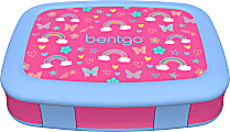 Bentgo Kids Prints 5-Compartment Lunch Box, 2"H x 6-1/2"W x 8-1/2"D, Rainbows/Butterflies