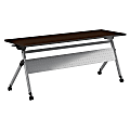 Bush Business Furniture 72"W x 24"D Folding Training Table With Wheels, Mocha Cherry/Cool Gray Metallic, Premium Installation