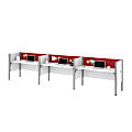 Bestar Pro-Biz 183"W 3-Person Computer Desk Office Cubicles With Tack Boards And Low Privacy Panels, Red/White