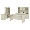 Bestar Logan U-Shaped Desk With Hutch, Lateral File Cabinet And Bookcase, White Chocolate 1 thumbnail image