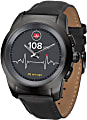 MyKronoz ZeTime Premium Hybrid Smartwatch, Regular, Brushed Black/Black Flat Leather, KRZT1RP-BBK-BKLEA