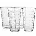 Gibson Home Great Foundations 4-Piece Tumbler Set, 16 Oz, Clear/Square Pattern