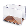 Acrylic Pen Holder With Wood Base Design Pencil Ruler Stand Holder Cup Divided 2-Section Desktop Office Desk Stationery Accessories Divider Makeup Brushes Organizer Cosmetic Storage