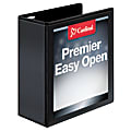 Cardinal® EasyOpen™ ClearVue™ Locking View 3-Ring Binder, 4" D-Rings, 52% Recycled, Black