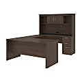 Bestar Logan 66”W U- Or L-Shaped Executive Corner Desk With Pedestal And Hutch, Antigua