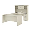 Bestar Logan 66”W U- Or L-Shaped Executive Corner Desk With Pedestal And Hutch, White Chocolate 1 thumbnail image
