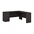 Bestar Logan 65"W L-Shaped Corner Desk With Drawers, Charcoal Maple