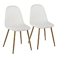 LumiSource Pebble Contemporary Dining Chairs, White/Natural Wood, Set Of 2 Chairs