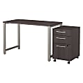 Bush Business Furniture 400 Series Table Desk with 3 Drawer Mobile File Cabinet, 48"W x 24"D, Storm Gray, Standard Delivery