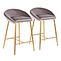 LumiSource Matisse Counter Stools, Gold/Silver, Set Of 2 Stools