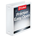 Cardinal® Freestand™ Easy-Open ClearVue™ Locking 3-Ring Binder, 3" Round Rings, 44% Recycled, White