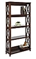 Realspace® Newbury Bookcase, 4-Shelves, 77"H X 36 3/4"W X 15"D, Chestnut