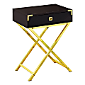 Monarch Specialties Leigh Accent Table, 24"H x 18-1/4"W x 12"D, Cappuccino/Gold