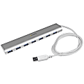 StarTech.com 7 Port Compact USB 3.0 Hub with Built-in Cable - Aluminum USB Hub - Silver - Add seven USB 3.0 (5Gbps) ports to your MacBook using this silver Apple style hub - 7 Port Compact USB 3.0 Hub with Built-in Cable - Aluminum USB Hub