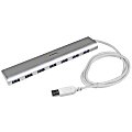 StarTech.com 7 Port Compact USB 3.0 Hub with Built-in Cable - Aluminum USB Hub - Silver 1 thumbnail image