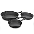 Gibson General Store Addlestone 3-Piece Preseasoned Cast Iron Skillet Set, Black