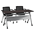 Bush Business Furniture 60"W x 24"D Folding Training Table With Set Of 2 Folding Chairs, Storm Gray/Cool Gray Metallic, Standard Delivery