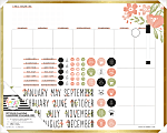 Happy Planner Non-Magnetic Dry-Erase Calendar Board, Tinned Iron, 20” x 16”, Happy Florals, Brushed Gold Metal Alloy Frame