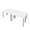 Bestar Universal 48"W Table Computer Desks With Square Metal Legs, White, Set Of 4 Computer Desks