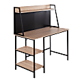 LumiSource Geo Shelf 48"W Writing Desk, Natural Wood/Black