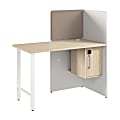 Bush Business Furniture Hustle 48-inch Cubicle Desk for Office with Locking Storage Cabinet, White/Natural Elm, Standard Delivers 1 thumbnail image