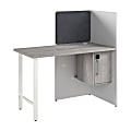 Bush Business Furniture Hustle 48-inch Cubicle Desk for Office with Locking Storage Cabinet, White/Platinum Gray, Standard Delivers 1 thumbnail image
