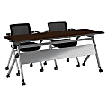 Bush Business Furniture 72"W x 24"D Folding Training Table With Set Of 2 Folding Chairs, Mocha Cherry/Cool Gray Metallic, Standard Delivery