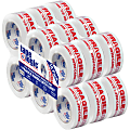 Tape Logic® Fragile Handle With Care Preprinted Carton Sealing Tape, 3" Core, 2" x 110 Yd., Red/White, Case Of 18