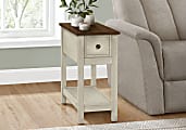 Monarch Specialties Mae Rectangular Accent Table, 24-1/4”H x 11-3/4”W x 21-3/4”D, Antique White/Brown 1 thumbnail image