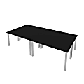 Bestar Universal 60"W Table Computer Desks With Square Metal Legs, Black, Set Of 4 Computer Desks