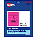 Avery® Print-To-The-Edge Labels With Sure Feed® Technology, 94225-NMP80, Rectangle, 1" x 7", Matte Neon Magenta, Pack of 640 1 thumbnail image