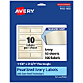 Avery® Pearlized Permanent Labels With Sure Feed®, 94205-PIP50, Rectangle, 1-1/2" x 3-3/4", Ivory, Pack Of 500 Labels