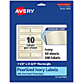 Avery® Pearlized Permanent Labels With Sure Feed®, 94205-PIP50, Rectangle, 1-1/2" x 3-3/4", Ivory, Pack Of 500 Labels 1 thumbnail image